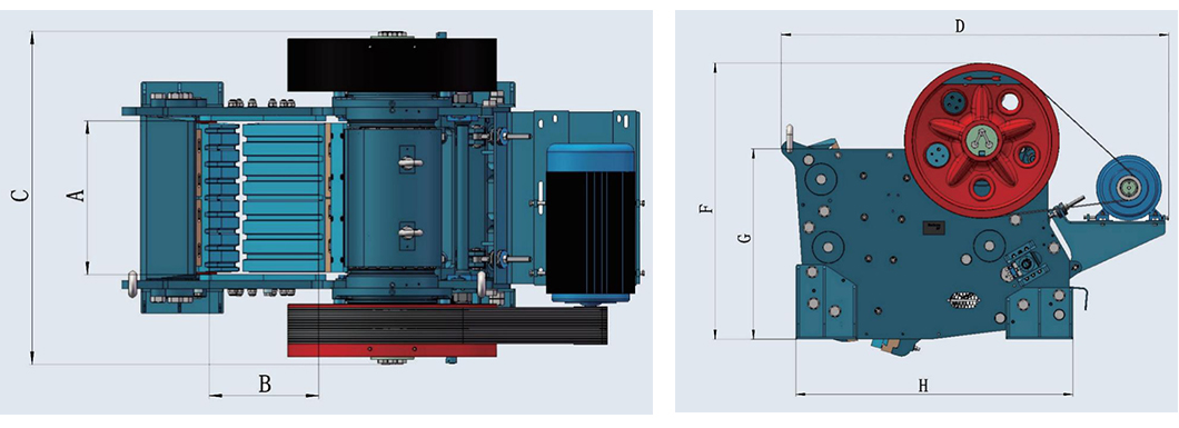 MC 系列顎式破碎機外觀尺寸圖